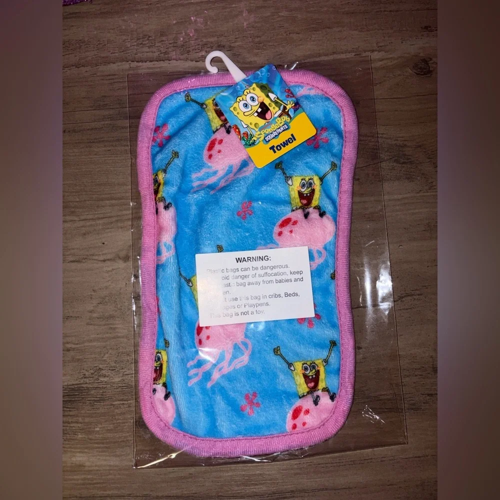 SpongeBob SquarePants Nickelodeon Washcloth Towel NWT Blue Pink Kids Cartoon